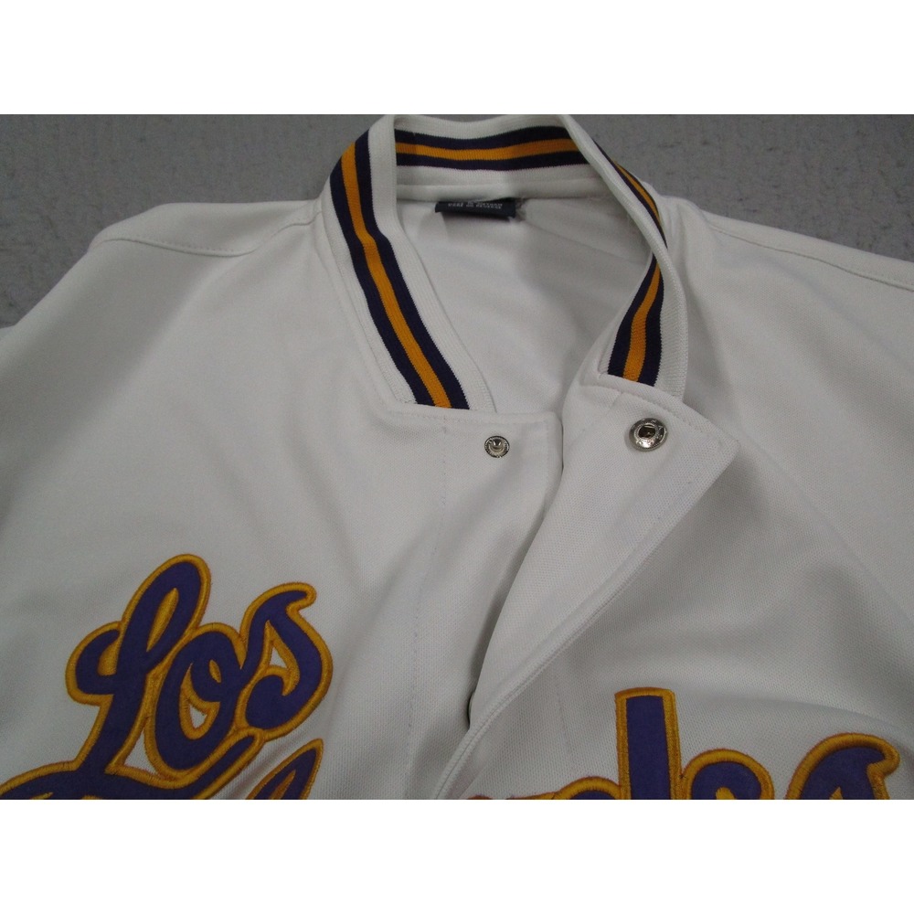 Vintage Pro Champ Los Angeles Basketball Mens 2XL White Snap Front Warm Up 90s - Picture 5 of 12